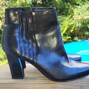 Franco Sarto Shiny Black Ankle Booties